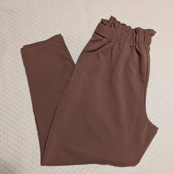 No Comment Plus NY-LA Women's Size 1X Brown Paperbag Pants Tapered Leg Pull On - Picture 11 of 16